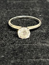 14k White Gold 1.02 CTW Natural Diamond Solitaire Engagement Ring Size 6.5