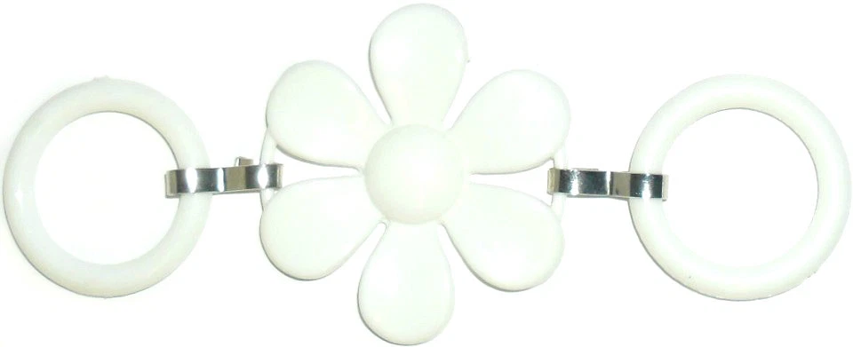 Plastique Blanc Fleur Double Curseur Ceinture Boucles, Choisissez Quantité, Art - Photo 1/1
