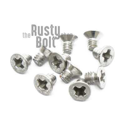 M2 x 3mm, Phillips Flat Head Screws, Steel, Nickel Plated, Countersunk
