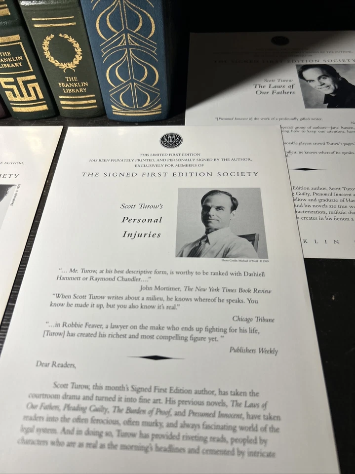 Franklin Library: Signed First Editions - Scott Turow Lot Of 4 / KAX Foto 4 de 4