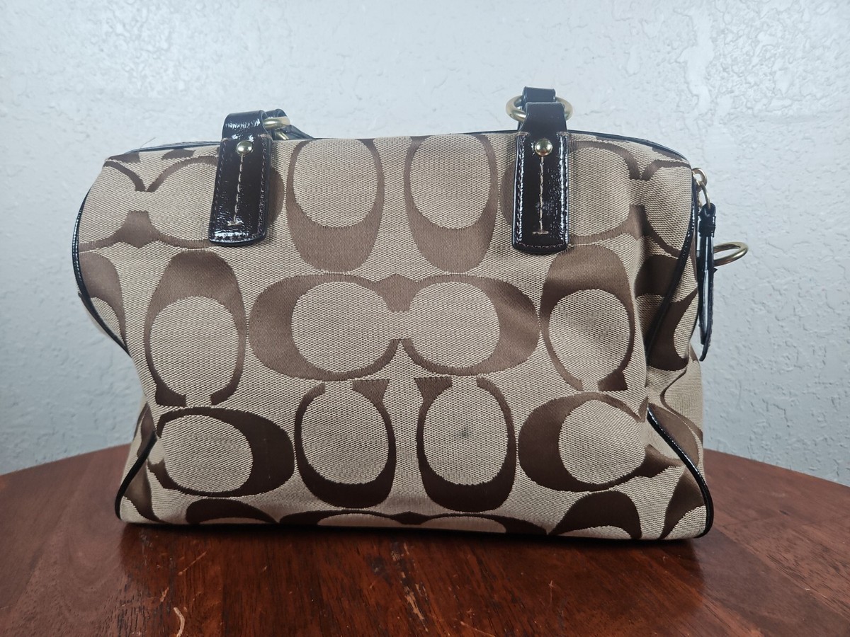 Coach Signature Tan and Mahogany Shoulder Bag Satchel F24364 | eBay