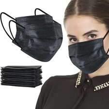 Cubrebocas Desechable Negro Máscara Facial Protectora Tapabocas Eficientes 3capa