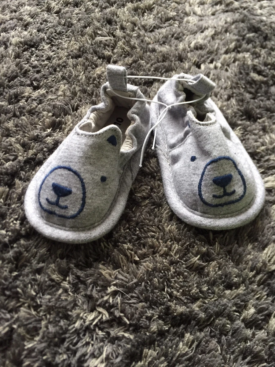 Old Navy Baby Bear Slip On Crib Shoes 3-6 Months Gray Navy Infant Shoe | eBay