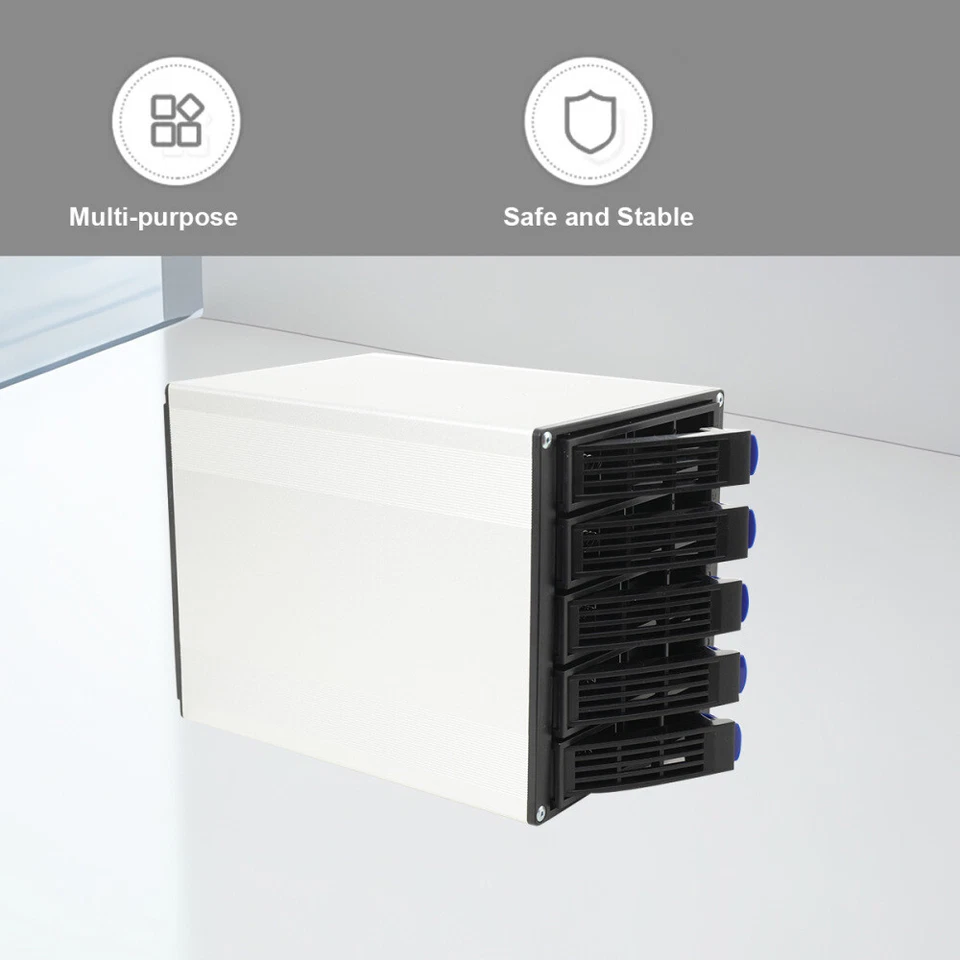 HDD Enclosure Hot Swap Cage 5-Bay 3 x 5.25" Drive Bays 5x SATA 3.5"/2.5"Sas HDD - Image 2 of 4