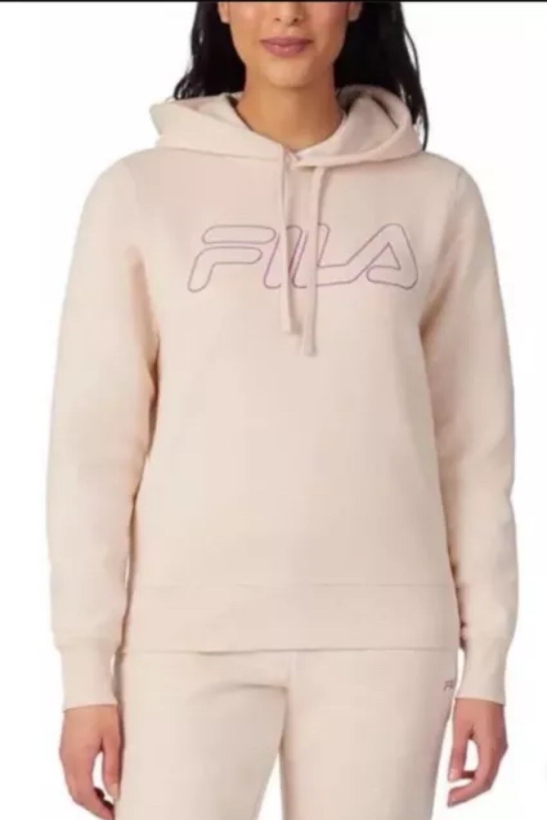 Felpa donna Fila peso medio pile pullover logo cappuccio colore sabbia dollaro taglia M AG6