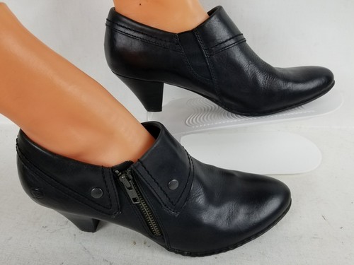 black leather work heels