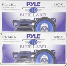 Two Pairs Pyle 4 Inch Blue Poly Injection Cone 2 Way Surround Sound Car Speakers