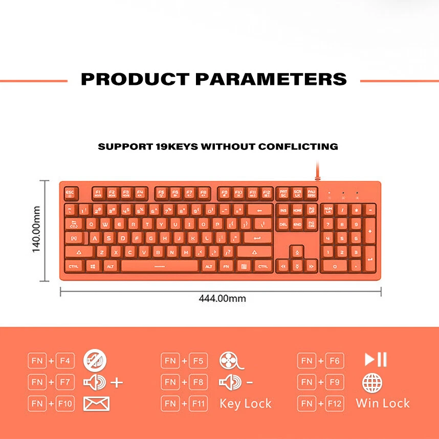 ТОЛЬКО ИГРА FIRSTBLOOD. Компьютерная клавиатура DKS100, механическое ощущение с белой подсветкой - Изображение 3 из 4