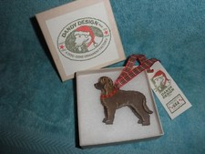 Irish Water Spaniel, Hand Painted Wood Ornament, Dandy Designs