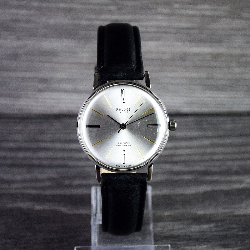 Reloj de pulsera vintage para hombre NOS Poljot De LUXE ultra delgado reloj soviético 23 joyas Foto 3 de 4