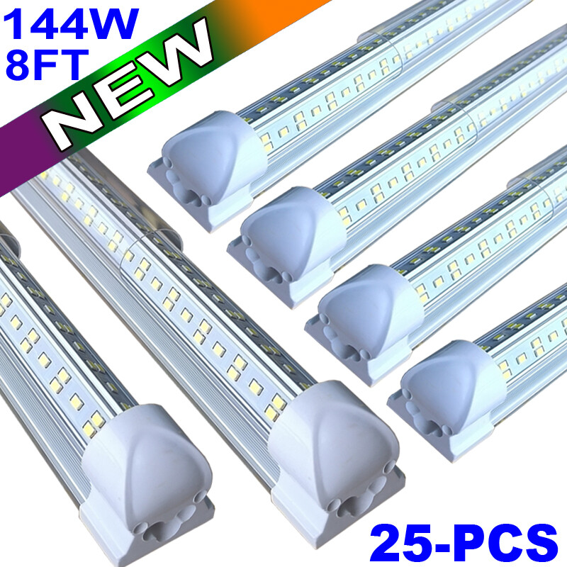 8ft Integrated LED Tube Light Bulbs 144W 6500K LED Shop Light Fixture 25 PACK