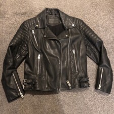 All Saints Black Leather Papin Jacket Size 10 Used Only Few Times
