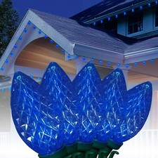 Holiday Time 100 Blue C9 Diamond Cut LED Lights 58.5 Ft   No Cover Paper   NEW