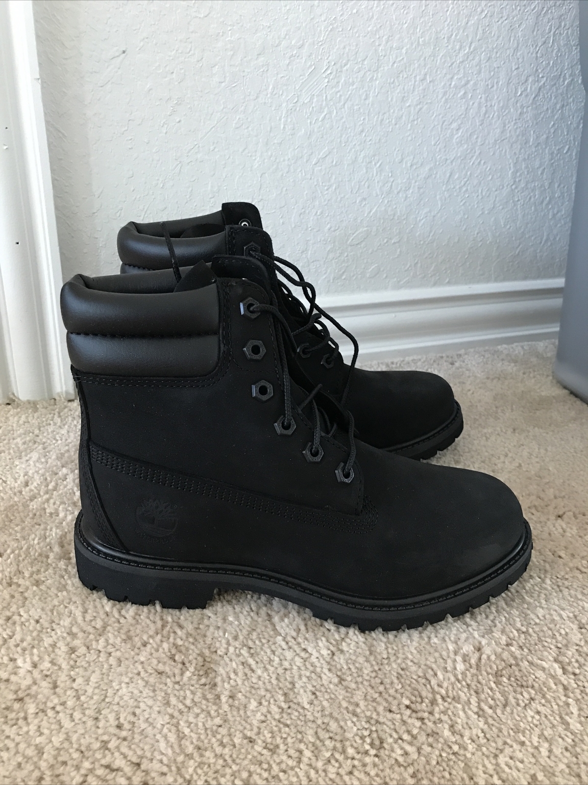 Timberland Waterville 6-Inch Double Collar Black Boot 0A15QY001 Women's Size 6.5