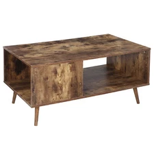 3 Color Wooden Coffee Table w/Open Storage Shelf Accent TV Table for Living Room