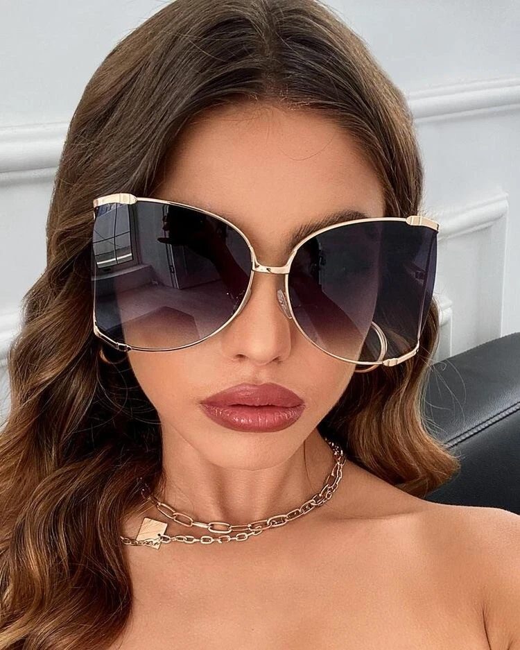 Gafas de sol grandes XXL "JENNER" DE GRAN TAMAÑO de metal degradado para mujer gafas de sol sombras Foto 3 de 4