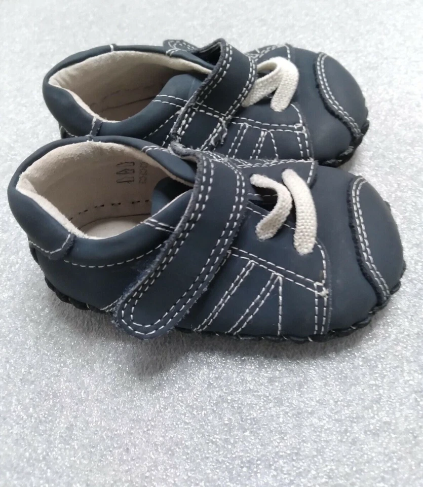 Zapatos Infantiles Pediped 6-12 Meses Azul Bebé Cuero Correa Cierre Ligeros Foto 2 de 4