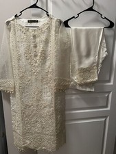 Pakistani Shalwar Kameez Sharara Pants 3 Pc Orgenza Party Eid Wear Size M