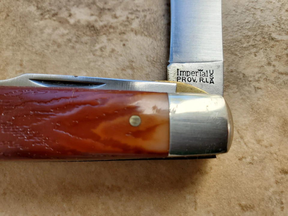 Vtg Imperial Prov RI USA Lineman Pocket Jack Knife 2 Blades 3 5/8" c1956-1988 - Image 3 of 4