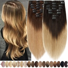 CLEARANCE Clip In 100 Real Remy Human Hair Extensions 8 Pieces Full Head Ombre