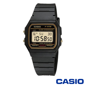 CASIO F-91WG-9QEF UNISEX DIGITAL QUARTZ WATCH WITH RESIN STRAP - BLACK/GOLD  | eBay