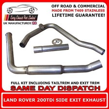 Escape de salida lateral de acero inoxidable para Land Rover Defender 200TDi