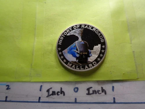 MALLARD LONDON ENGLAND RAILROAD ENAMEL LOCOMOTIVE TRAIN LIBERIA 999 SILVER COIN