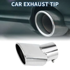 1Pc Curved Slant Exhaust Tip  2.9" for Land Rover Range Rover 02-10 Silver Tone