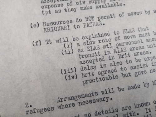 WW2 "SECRET" BRITISH DOCUMENT re "DISBANDMENT of ELAS" (GREEK RESISTANCE ARMY) - Foto 6 di 11