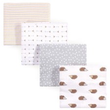 Hudson Baby Infant Cotton Flannel Receiving Blankets, Hedgehog, One Size