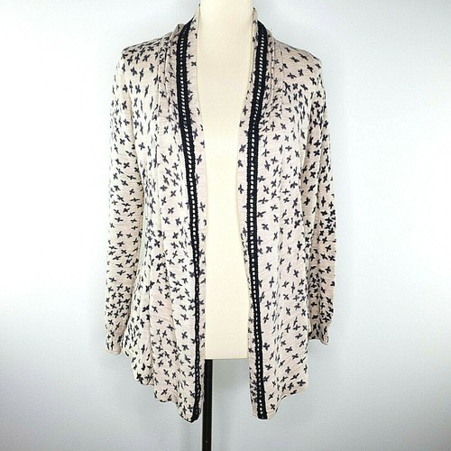 Front Bird Beige Wool Cardigan Size 