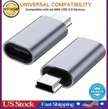 USB C To Mini USB 2.0 Adapter 2 Pack Type C Female Male Convert Connector NEW