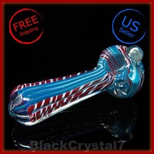 4.5 inch Handmade Thick Straight Strings Blue Tobacco Smoking Bowl Glass Pipes