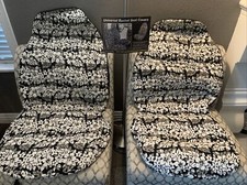 Hawaiian Style Quilted Seat Covers Black Hibiscus Flower Design Pair Hi Back New