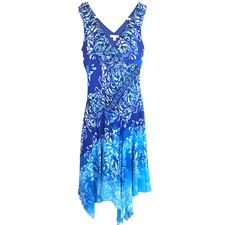 Vintage Y2K Babydoll Sheer Asymmetrical Midi Dress Size 10 Blue Whimsigoth Fairy