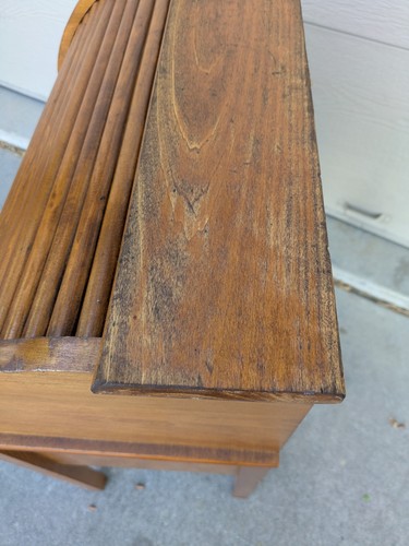 Antique Rustic Wood Child Student Roll Top Secretary Writing Desk - Kids - Picture 15 of 23