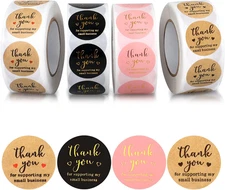 Thank You round Stickers for Supporting My Small Business Adhesive Labels, 3-Col