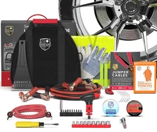 Swiss Safe 2-in-1 Car Emergency Kit 12-FT Heavy-Duty Jumper Cables & 378-Piece