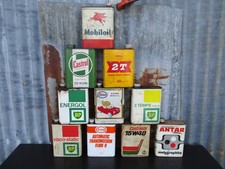 Ten Original Vintage SHELL CASTROL etc Oil Can,ideal display Enamel Petrol Pump