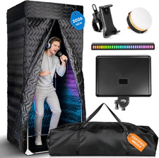 Portable Vocal Booth Soundproof Recording Studio with Waterproof Design, LED