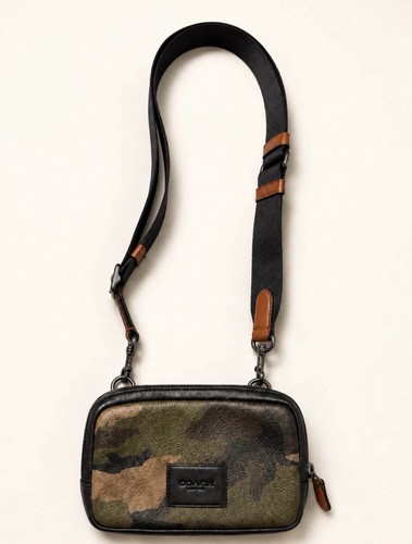 Coach Gotham C6774 Phone Crossbody Signature Camo Canvas Green Brown