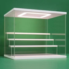 NONEMEY Clear Acrylic Display Case with LED Light 2-6 Tier Storage Organizer ...