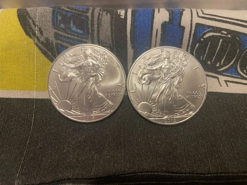 TWO 2015 US American Silver Eagle Coin 1 Troy Oz .999 Fine Silver Uncirculated