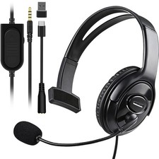 Wired One Ear Headset with Mic, Single Ear Headset for PS5/PS4/Xbox/Switch/PC...