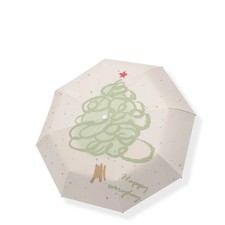 Scandinavian Style Tree Line Parasol - Auto Open Close Folding, UPF 50 Black Li