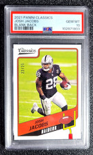 2021 PSA 10 GEM MINT JOSH JACOBS ERROR CARD BLANK BACK & SN /25 G7026