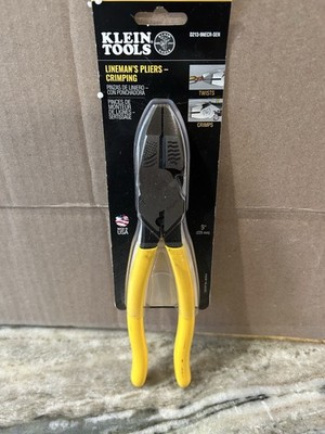 Klein Tools D213-9NE-CR Lineman's Crimping Pliers 9-inch Yellow
