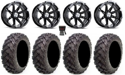 MSA Black Diesel 14'' ATV Wheels 30'' Reptile Tires Can-Am Renegade Outlander