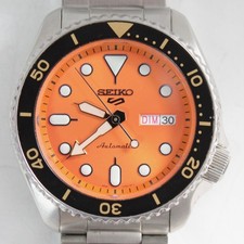 Mens Seiko 5 Sports 4R36-07G0 Automatic Orange face stainless steel wrist watch