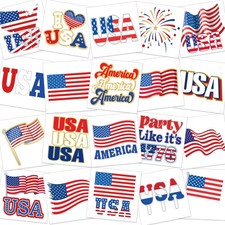 Glitter 250 Years of Freedom 4th of July Temporary Tattoos for Kids, 60pcs Glitt